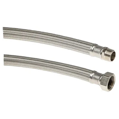 Flexibel 3/4" M/F 100 cm, RVS gevlochten aansluitslang met buitendraad en wartel