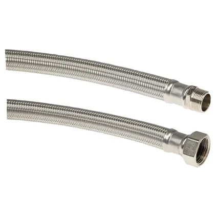Flexibel 3/4" M/F 50 cm, RVS gevlochten aansluitslang met buitendraad en wartel