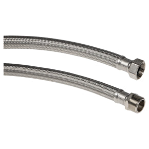 Flexibel 6/4" M/F 100 cm, RVS gevlochten aansluitslang met buitendraad en wartel