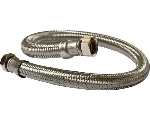 Flexibel 6/4" M/F 80 cm, RVS gevlochten aansluitslang met buitendraad en wartel